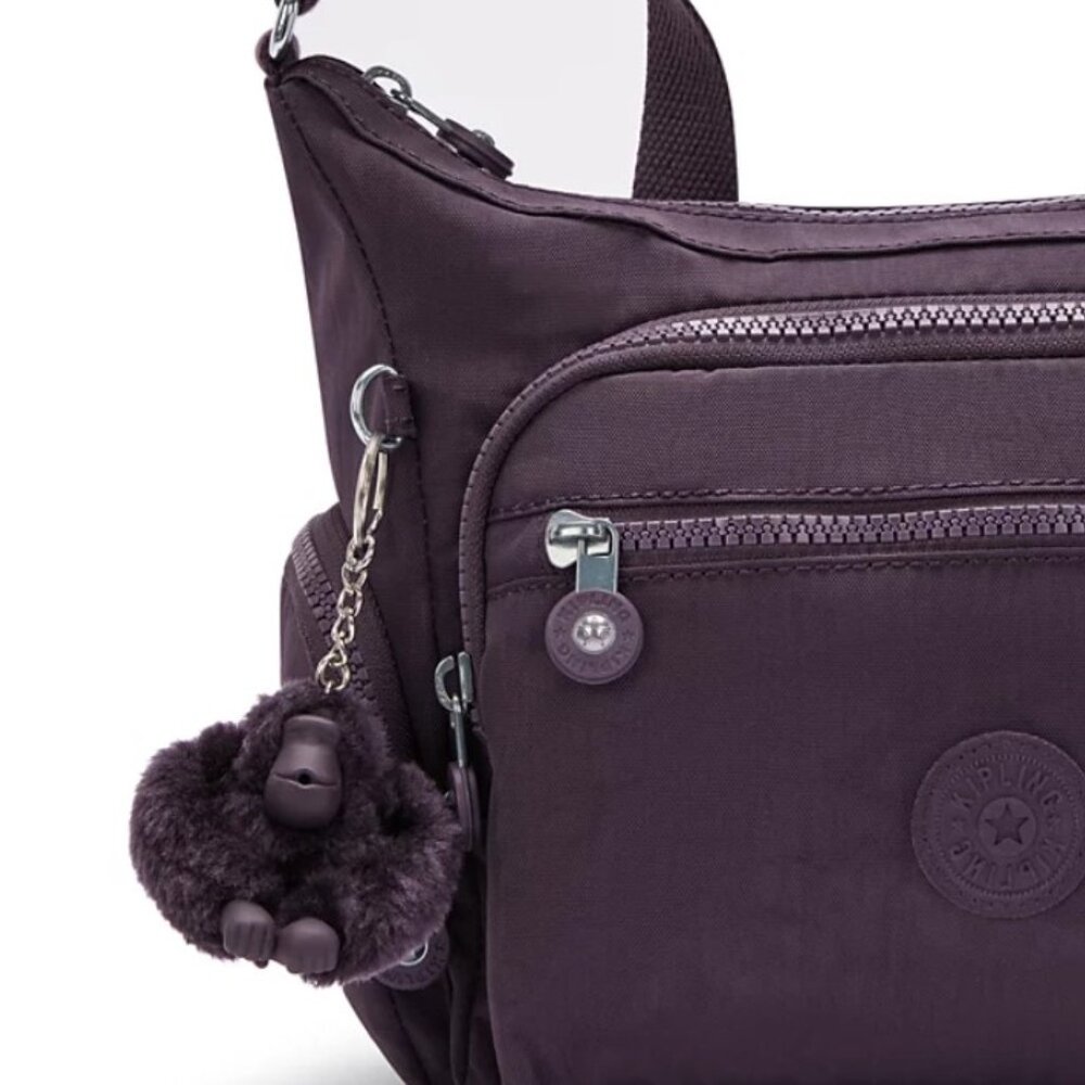 Kipling Gabbie Small Crossbody Bag Plum Purple Adjustable Strap Nylon Purse - Picture 5 of 6